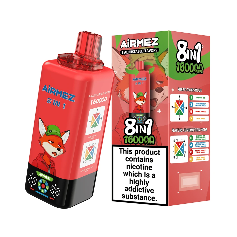 Airmez FOX 8 IN 1 160000 Puffs Vapsolo 80k Elfbar Ice King D3 Pro 4in1 Flavors Vozol Star 40k Alfakher Shisha Disposable Vape high quality
