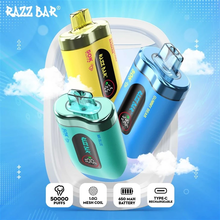 Razz Bar 50K Puffs | Rechargeable Mesh Coil Disposable Vape | 16 Flavors suppliers