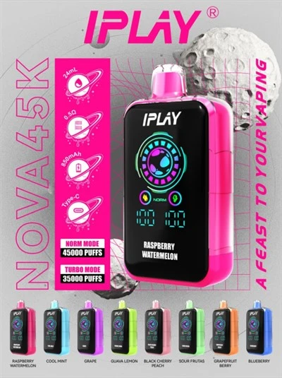 Iplay Burst 45000 Puffs Bood Print Logo Ultra Sour Kandies Bluberrywatermelon Max Video 3000 38000 Sweet Disposable Vape